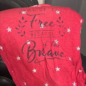 Red Graphic Tee with Star Pattern